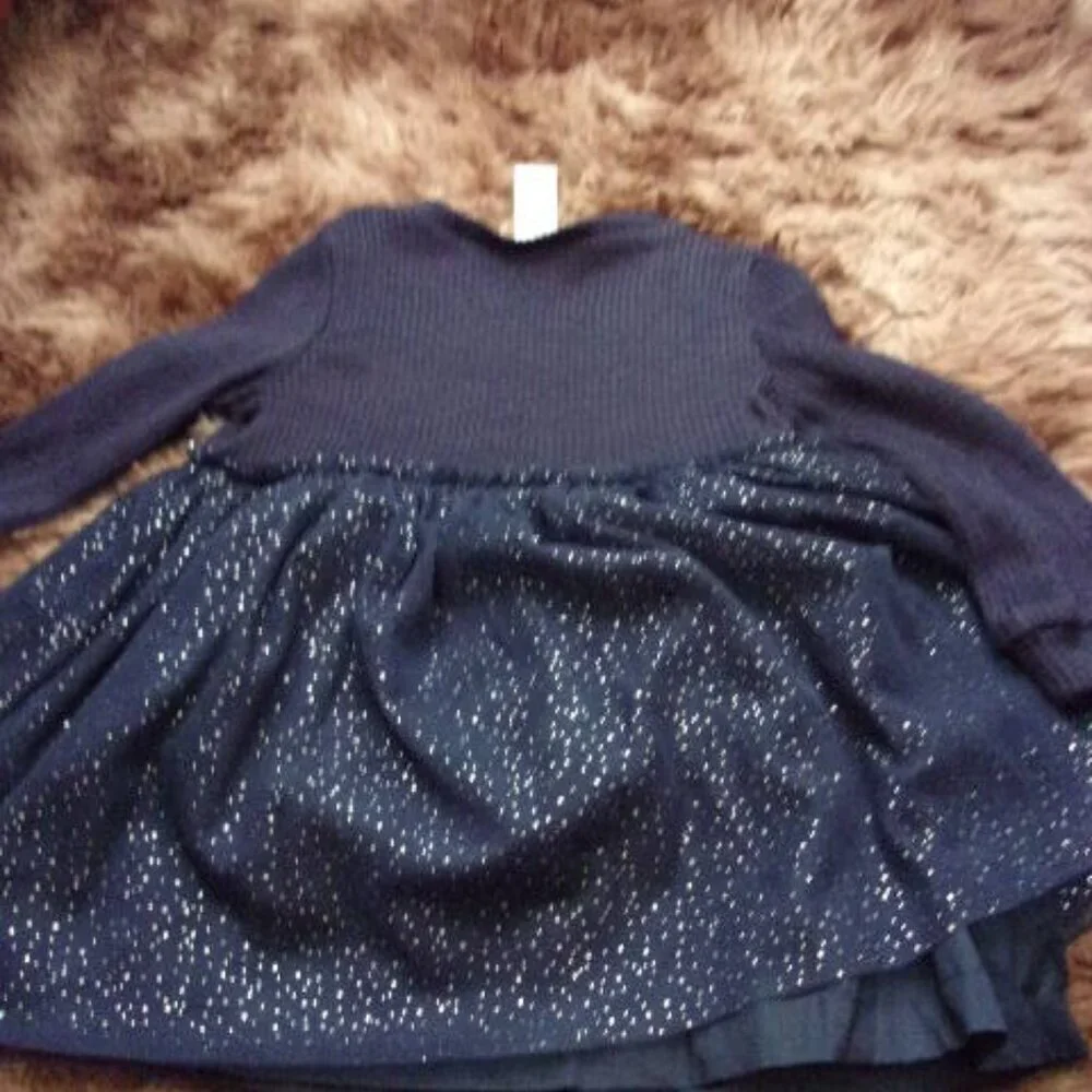 New Carter’s Navy Blue Infant/Toddler Dress with Sparkle Skirt Holiday dress